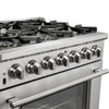 Forno Capriasca 36-Inch Gas Range, Stainless Steel, 6 Brass Burners, 120,000 BTU, Convection Oven, Energy Efficient 