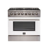 Forno Galiano 36-Inch Freestanding Dual Fuel Range, 6 Burners, Double Convection Ovens 