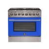 Forno Galiano 36-Inch Freestanding Dual Fuel Range, 6 Burners, Double Convection Ovens 