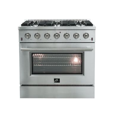 Forno Galiano 36-Inch Freestanding Gas Range, Stainless Steel, 6 Burners, Energy Efficient 