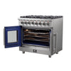 Forno Massimo 36-Inch Freestanding French Door Dual Fuel Range, 6 Burners, True Convection Oven 