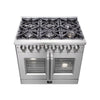 Forno Massimo 36-Inch Freestanding French Door Dual Fuel Range, 6 Burners, True Convection Oven 