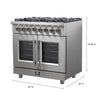 Forno Massimo 36-Inch Freestanding French Door Dual Fuel Range, 6 Burners, True Convection Oven 