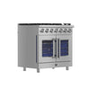 Forno Massimo 36-Inch Freestanding French Door Gas Range, 6 Burners, Convection Oven, Energy Efficient 
